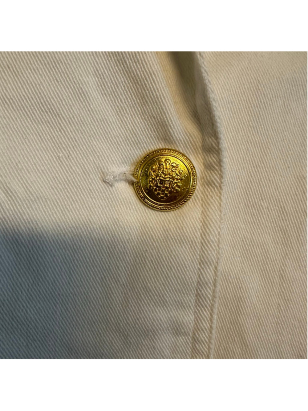 Elan Anthropology White Denim Blazer with Gold Button Size Medium collared - Picture 10 of 10